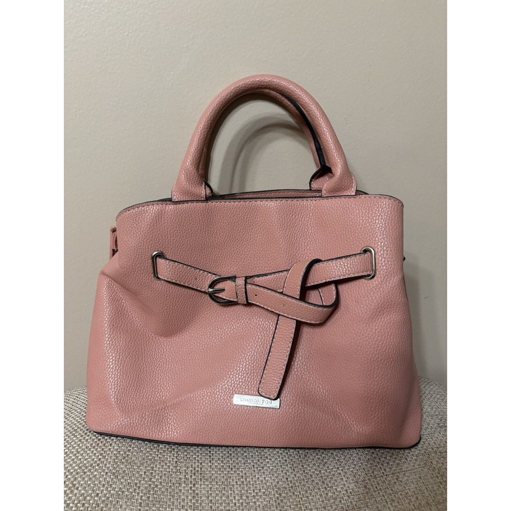 London Fog Women's Faux Leather Crossbody Purse with Adjustable Strap Rose Pink